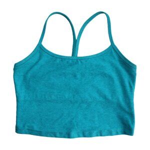 Beyond Yoga Cali Blue Heather Spacedye Slim Racerback Cropped Tank Size Small